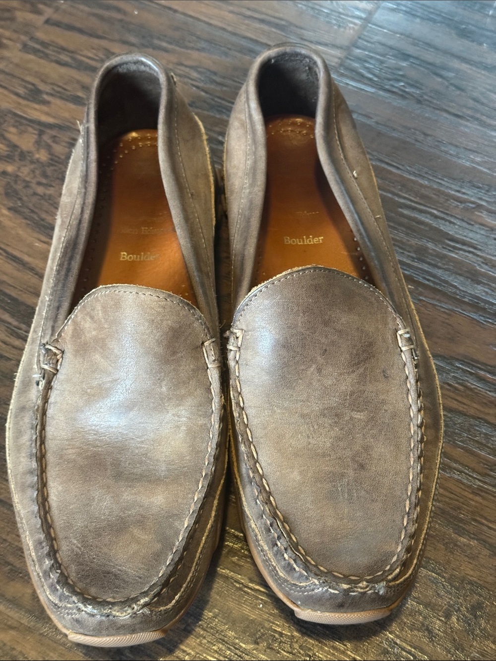 Allen Edmonds Taupe Brown Leather Slip-On Loafers